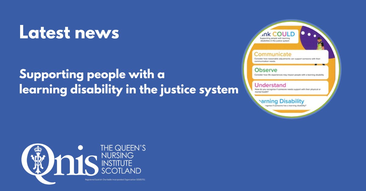 Latest news

Supporting people with a learning disability in the justice system

Think COULD was developed by a cohort of 
Learning Disability Queen’s Nurses in partnership with QNIS with funding from The Burdett Trust for Nursing.

Click here to read:
qnis.org.uk/supporting-peo…