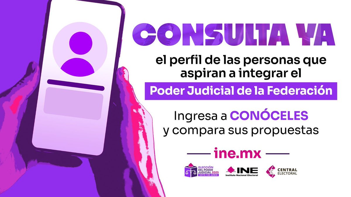 En #Conóceles puedes comparar las propuestas de tus candidatas y candidatos al Poder Judicial🔎

¡Ingresa aquí! candidaturaspoderjudicial.ine.mx

#VotaPoderJudicial2025mx
