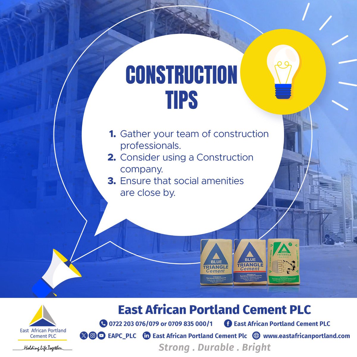 EAPC_PLC's tweet image. Thursday Tips! 

#BlueTriangleCement #StrongDurableBright 
#ConstructionTips #Cement
