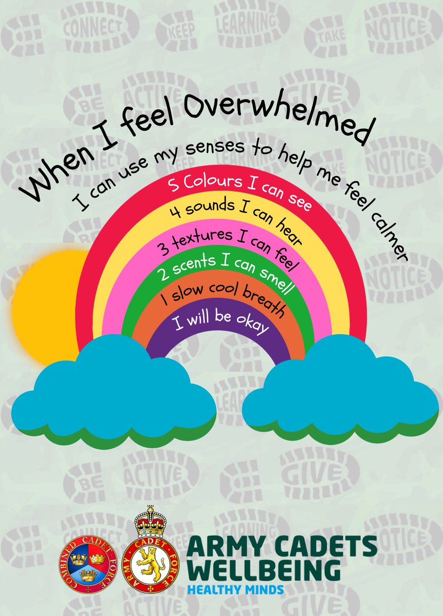 Army Cadets Healthy Minds (@cfhealthyminds) on Twitter photo Today is #NationalRainbowDay and to celebrate this we have our 1st Healthy Minds well-being poster, 54321 grounding technique-will help you anchor yourself and be present in the moment. <a href="/ArmyCadetsUK/">Army Cadets UK</a> <a href="/CFHMLD/">@cf_hmindsLondist</a> <a href="/cf_hmindsni/">❤🌈 38X Army Cadets Healthy Minds NI</a> <a href="/ArmyCadetsHoW/">Army Cadets Head of Wellbeing</a> <a href="/AC_INCLUSION/">Army Cadets - Lead D&I Advisor</a> Today is #NationalRainbowDay and to celebrate this we have our 1st Healthy Minds well-being poster, 54321 grounding technique-will help you anchor yourself and be present in the moment. <a href="/ArmyCadetsUK/">Army Cadets UK</a> <a href="/CFHMLD/">@cf_hmindsLondist</a> <a href="/cf_hmindsni/">❤🌈 38X Army Cadets Healthy Minds NI</a> <a href="/ArmyCadetsHoW/">Army Cadets Head of Wellbeing</a> <a href="/AC_INCLUSION/">Army Cadets - Lead D&I Advisor</a>