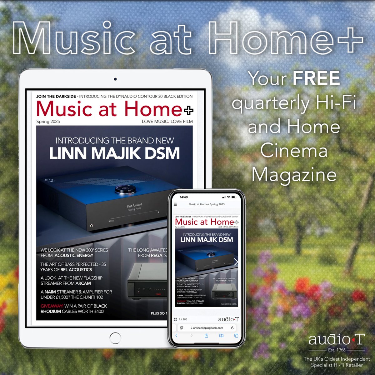 Spring is here, and so is the latest Music at Home+! 🌸🎶 This FREE digital magazine is packed with expert reviews, industry insights &amp; top gear from Rega, Linn, Naim &amp; more. Plus, a chance to win £400 Black Rhodium cables! Read now 👉 online.flippingbook.com/view/647870538/ #HiFi #HomeCinema
