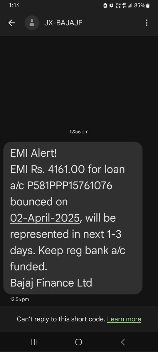 ImsuryaJ's tweet photo. @Bajaj_Finance Why EMI were bounced yesterday if my account funded with sufficient balance.
I'm chasing with your team since yesterday that EMI were not debited.
Now you people are showing it's gone bounced.
@RBI kindly intervene as bajaj team making us fool. https://t.co/nCjSoXyMUT