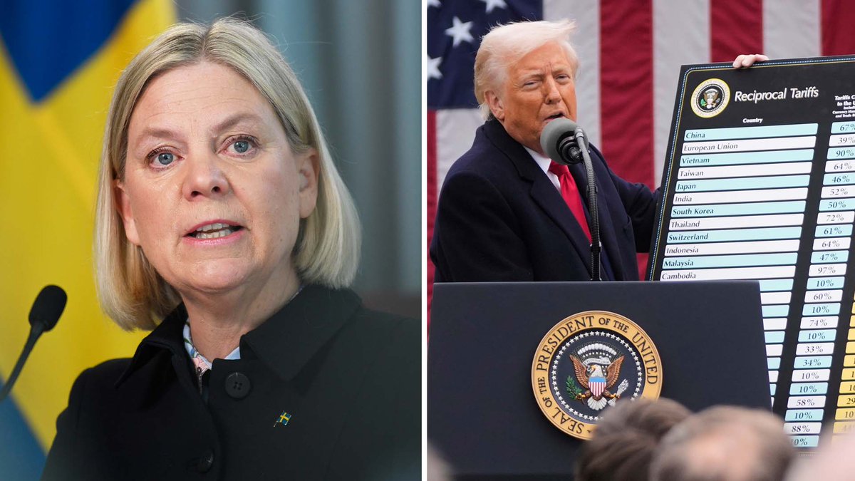 Socialdemokraternas partiledare Magdalena Andersson anklagar Trump-administrationen för att vilja ”vrida tillbaka klockan 100 år”.

I ett inlägg på X riktar hon hård kritik mot USA:s president Donald Trumps tullpolitik.

tv4.se/artikel/6heIzW…