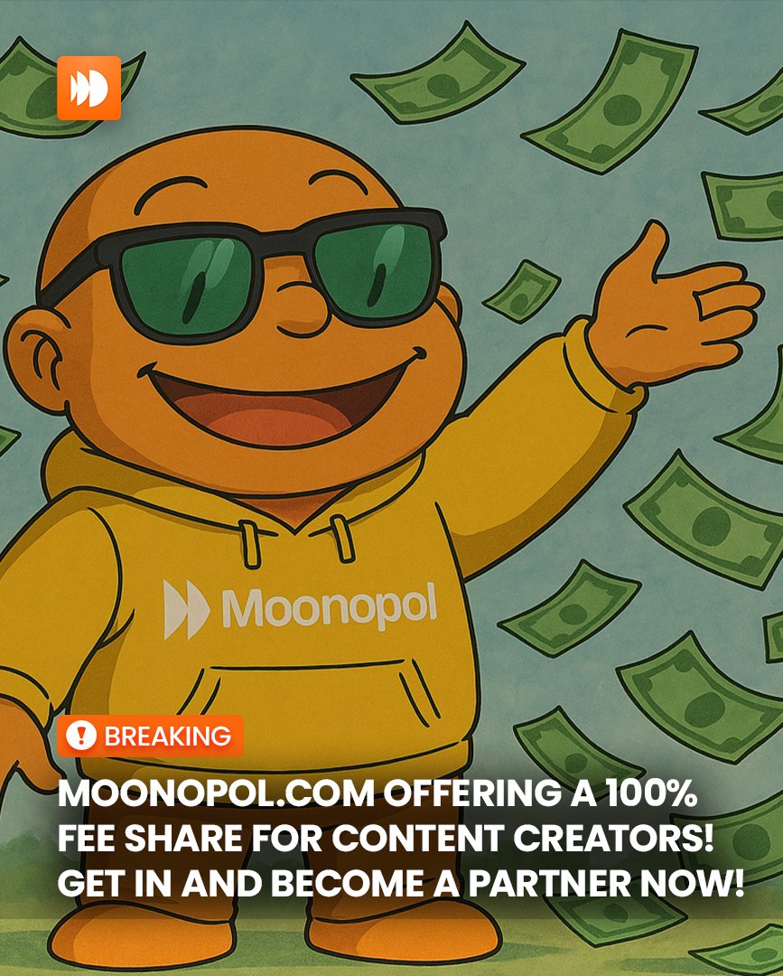 moonopolcom's tweet image. 20 Spots only!😵😵

We’re now offering a 100% Feeshare for Content Creators and WEB3 Degens with an audience!

Got a powerful community?
Perfect. You bring them in — we provide the platform.
 Who profits the most?
 You and your audience.
🔹 You get 100% of the fees generated…