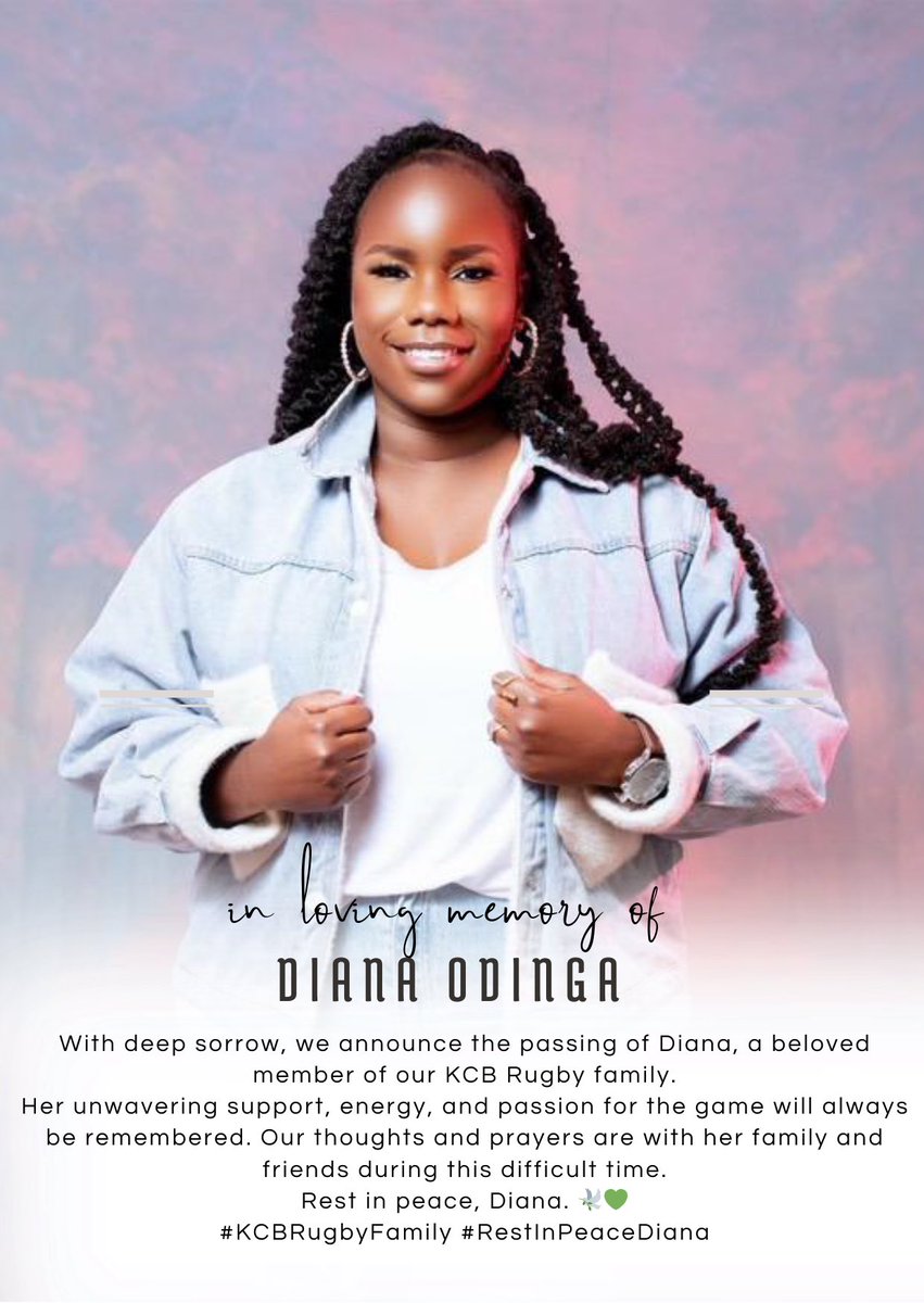 Diana 0dinga, 
We still can’t believe that you are gone. We will miss you so much Lioness. Sorry the world couldn’t keep you safe but we pray your journey home be a soft and peaceful one. 💚.
Lion Hearted Family. 
#RugbyKe #believe #commitment #lionheartedrugby