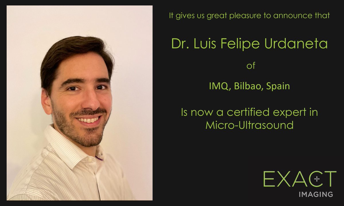 Exact Imaging (@exactimaging) on Twitter photo Congratulations to Dr. Luis Felipe Urdaneta of IMQ Clinica #Bilbao on attaining #Expert level status with #Microultrasound #SeeCharacterizeTarget #Urology #ProstateCancer #OPTIMUMTrial <a href="/MacMedicina/">MACMedicina</a> Congratulations to Dr. Luis Felipe Urdaneta of IMQ Clinica #Bilbao on attaining #Expert level status with #Microultrasound #SeeCharacterizeTarget #Urology #ProstateCancer #OPTIMUMTrial <a href="/MacMedicina/">MACMedicina</a>