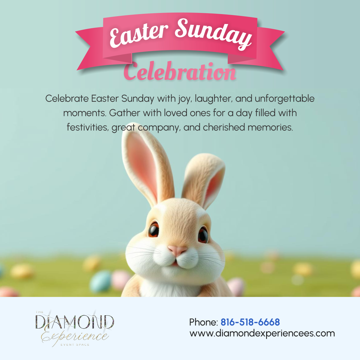 thediamondEES's tweet photo. Hop into a day of joy and celebration! 🌸🐰✨ Let’s make this Easter Sunday one to remember—filled with laughter, love, and special moments!

📞 816-518-6668
✉️ thediamondexperience.es@gmail.com
🌐 https://t.co/BDYA3GMRg9

#KansasCityMO #EventsAndDecor #EasterSunday https://t.co/sViFuE9UEt
