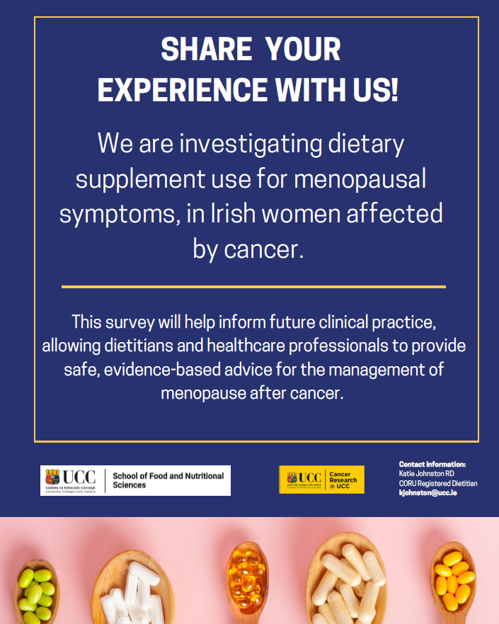 CancerTrialsIreland 🌈 (@cancertrials_ie) on Twitter photo Irish female cancer survivors – your voice matters! 💜 Take this short survey from <a href="/CanResUCC/">Cancer Research @UCC</a>
on dietary & herbal supplements for managing menopause after cancer. Help shape future research & support!
✔ Women 18+ in 🇮🇪 with past/current cancer
📲 Take part: Irish female cancer survivors – your voice matters! 💜 Take this short survey from <a href="/CanResUCC/">Cancer Research @UCC</a>
on dietary & herbal supplements for managing menopause after cancer. Help shape future research & support!
✔ Women 18+ in 🇮🇪 with past/current cancer
📲 Take part: