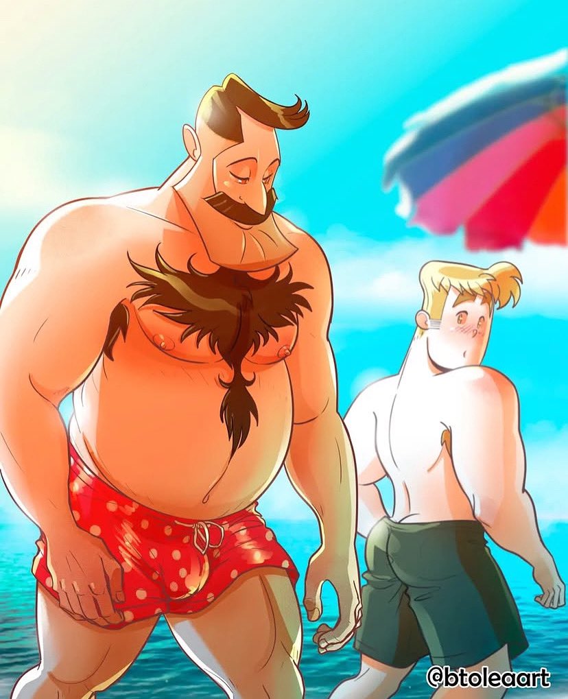 Checking out daddies on the beach! Art by @btoleaart