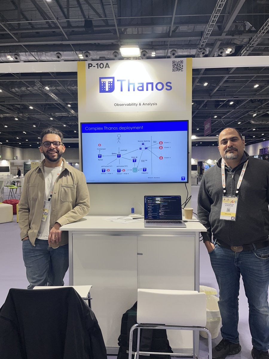 Thanos Monitoring (@thanosmetrics) on Twitter photo We are ready for Day 2 at #KubeCon!
We were excited to talk to so many nice Thanos users yesterday! Let's continue that energy! 💜
Also, catch some lovely guest appearances at the booth from beloved community members like <a href="/Emmmmmmmmm/">Friedrich Gonzalez</a> and <a href="/ntakashics/">Nicolas Takashi</a>! We are ready for Day 2 at #KubeCon!
We were excited to talk to so many nice Thanos users yesterday! Let's continue that energy! 💜
Also, catch some lovely guest appearances at the booth from beloved community members like <a href="/Emmmmmmmmm/">Friedrich Gonzalez</a> and <a href="/ntakashics/">Nicolas Takashi</a>!