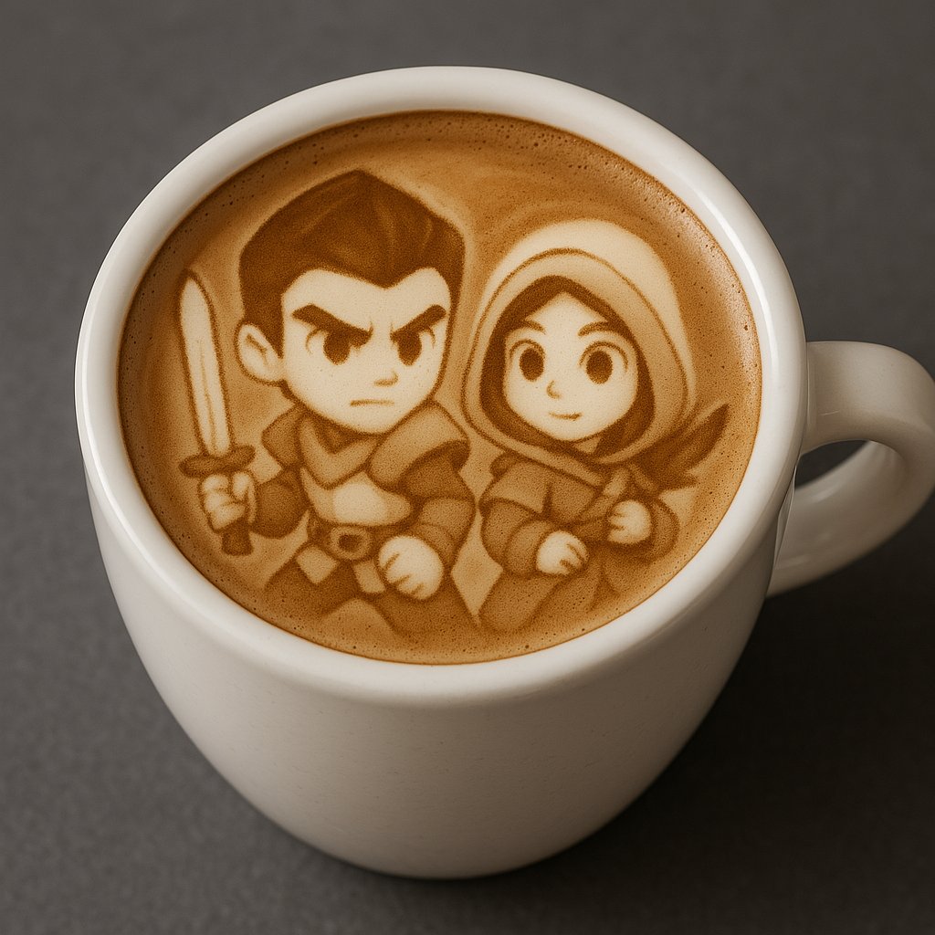 🎮⚔️ When the world needs saving, even a coffee break can turn into an epic adventure.
#PrismaticBattles #GameArt #LatteArt #FantasyVibes #MobileGame #CoffeeWithCharacter