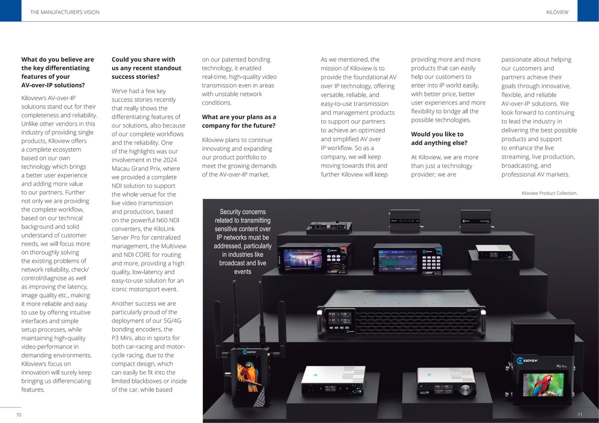 📢Judy Zuo is excited to share Kiloview's journey in the AV-over-IP industry in the latest issue of TM Broadcast International! 

Don't forget to see our latest solutions in action at NAB 2025. 

📍 Booth#: SL9413
🎟  Guest Pass Code: NS3988

#Kiloview #AVoverIP #Innovation