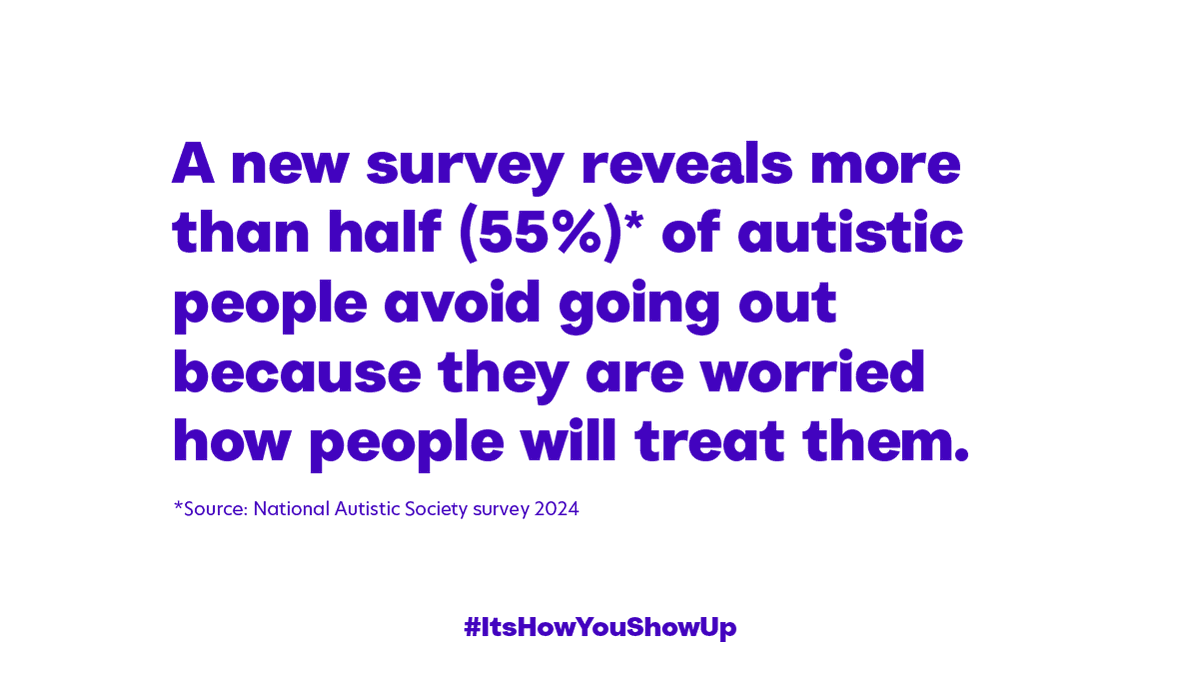 A new survey reveals negative experiences are a regular part of daily life for autistic people, who avoid going out and are isolated as a result.

Our new campaign, #ItsHowYouShowUp, aims to improve public understanding of autism and change attitudes and behaviour towards
