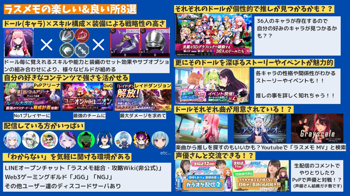 #ラスメモ が気になっている人のために❗️
ラスメモのいいところまとめてみた〜‼️

次世代ローグライクRPG「ディライズ ラストメモリーズ（De:Lithe Last Memories）」

↓↓
lastmemories.io
↑↑

女神がマスターのユニオンCoppeliaでは日々新しいメンバーを募集しています🫶🌟