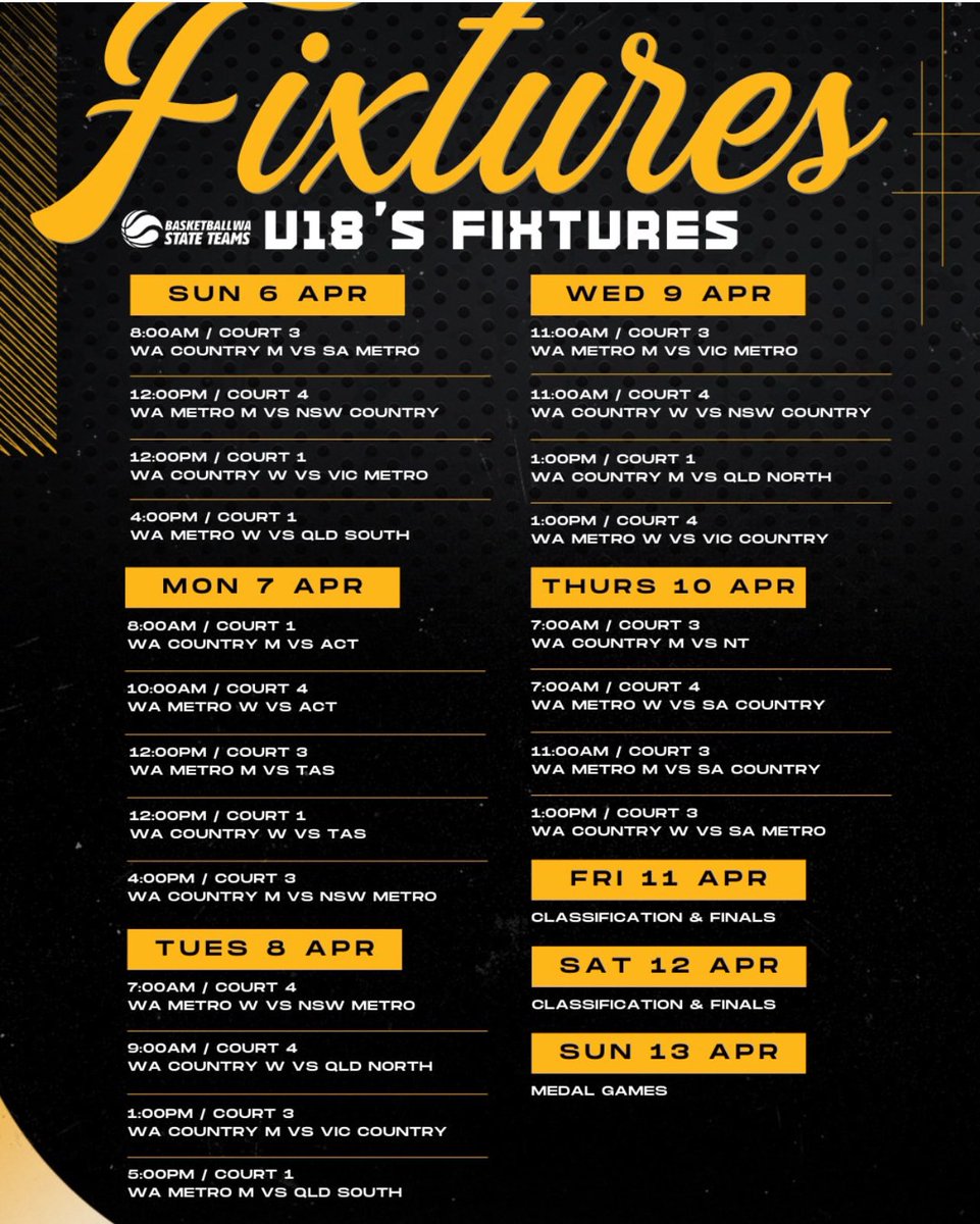 3 DAYS UNTIL NATIONALS!!
Count down is on! The fixtures are down below, CANT WAIT!!