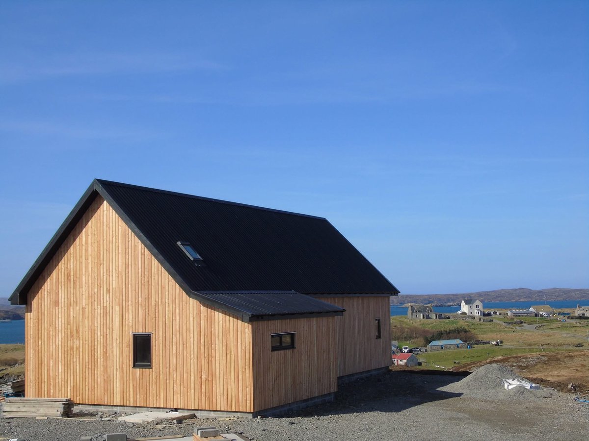 HAUStimberframe's tweet photo. Paul and Jodie are doing an amazing job building their Berneray Amended HAUS on the isle of Lewis. The views are stunning in all directions and if you look very very closely you will see another Berneray HAUS under construction in the background too.     https://t.co/zVGqWF7KXv https://t.co/Qh7LzJRgfq