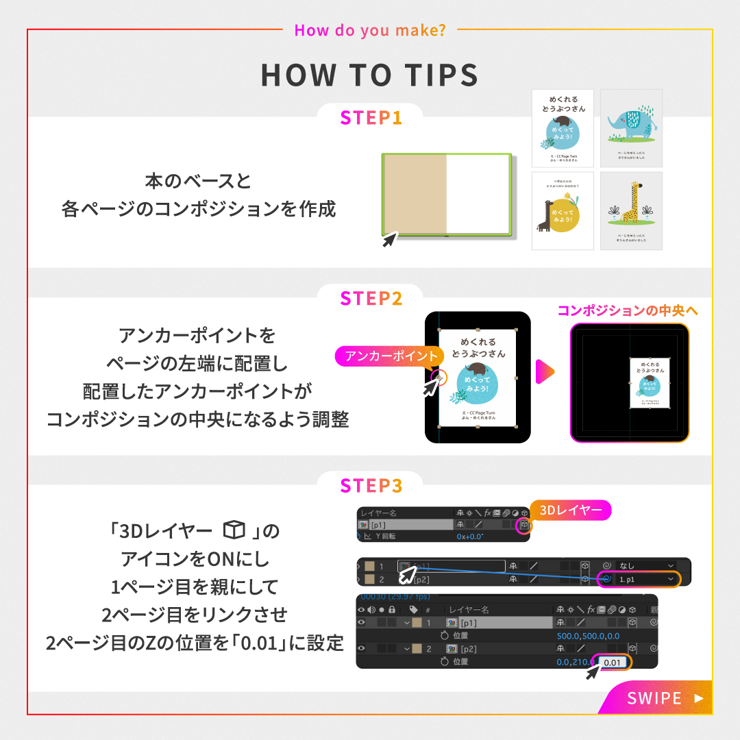 creativecloudjp's tweet image. ⋰
#AfterEffects を使って、
ページがめくれるアニメーションを
作ってみましょう📖
⋱

3D初心者の方でもできる内容なので
ぜひ挑戦してみてください💪✨

試してみたい人は
いいね&amp;amp;保存してね〜🎵

#AdobeCreativeCloud