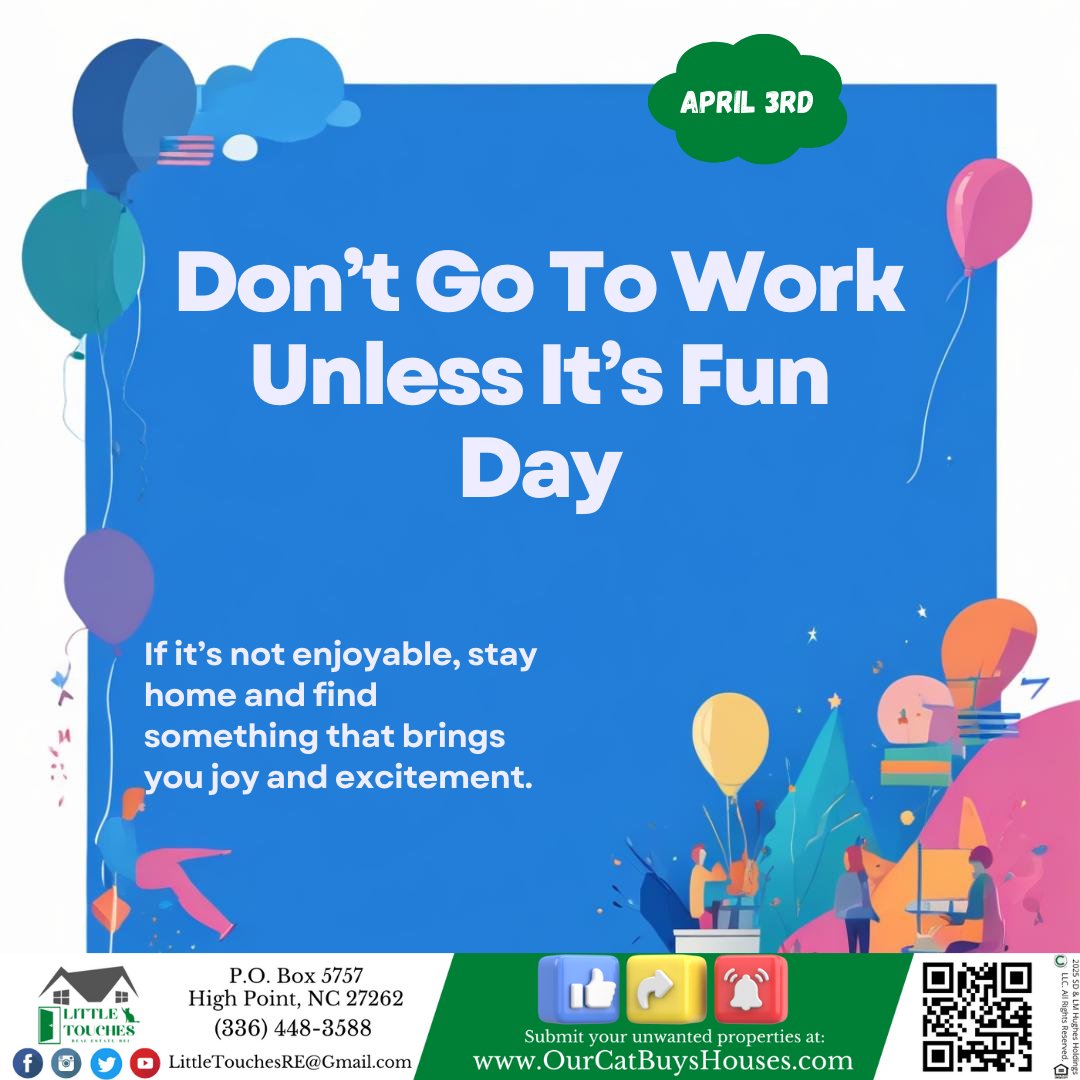 LittleTouchesRE's tweet image. #DontGoToWorkUnlessItsFunDay  ;Please Like, Retweet, Tag your friends, and comment if you have any stories about today. BTW, scan the QR to visit OurCats website.