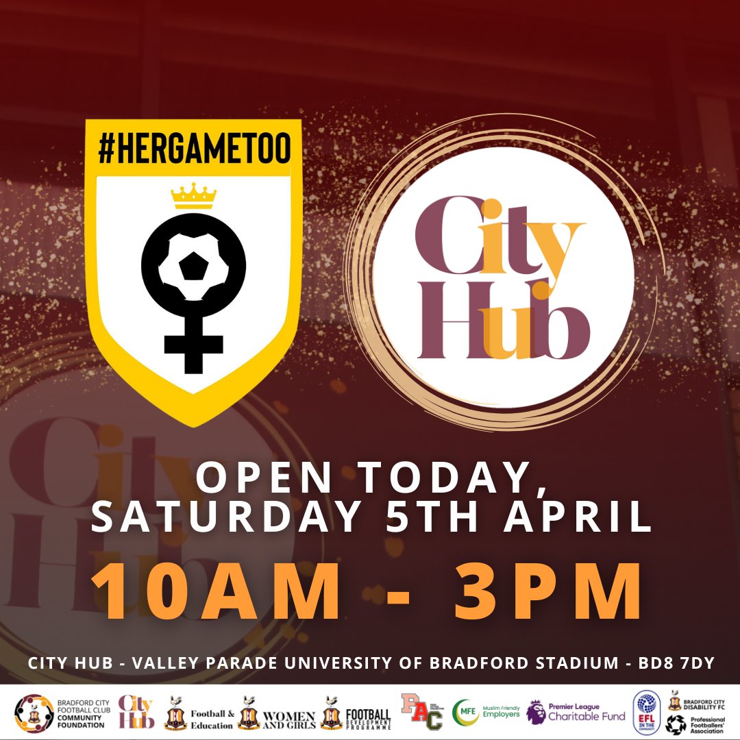 bcafc_cf's tweet photo. 💛 | #Bantams
Morning all 👋
A huge game as we Pack the Parade and celebrate @HerGameToo - we've got:
☕️ #CityHub from 10am for your pre-match feed
🐔 #BantamsClubhouse from 12pm for your pre-match fun and games
🤝 A chocker @TLDallasGroup #CommunityStand
Enjoy ☺️
#BCAFC https://t.co/jioato6d4H