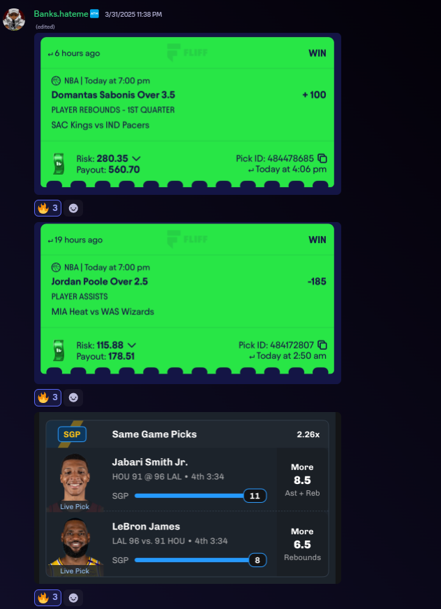 bdagspicks's tweet photo. EVERONE IN THE DISCORD IS CASHING OUT THIS MONTH! 

APRIL IS THE MONTH OF MAKING MONEY!🍀

JOIN THE SERVER THROUGH THE LINK TO WIN AND HIT GREENS ✅🔥💸⬆️

#PrizePicks #UnderdogFantasy #thrillzz #Fliff #Discord #bettingdiscord #Parlay #ParlayPlay #SportsPicks #sportsbettingpicks https://t.co/VfeRSB88c2