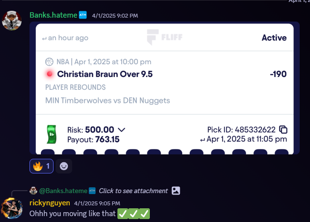 bdagspicks's tweet photo. EVERONE IN THE DISCORD IS CASHING OUT THIS MONTH! 

APRIL IS THE MONTH OF MAKING MONEY!🍀

JOIN THE SERVER THROUGH THE LINK TO WIN AND HIT GREENS ✅🔥💸⬆️

#PrizePicks #UnderdogFantasy #thrillzz #Fliff #Discord #bettingdiscord #Parlay #ParlayPlay #SportsPicks #sportsbettingpicks https://t.co/VfeRSB88c2