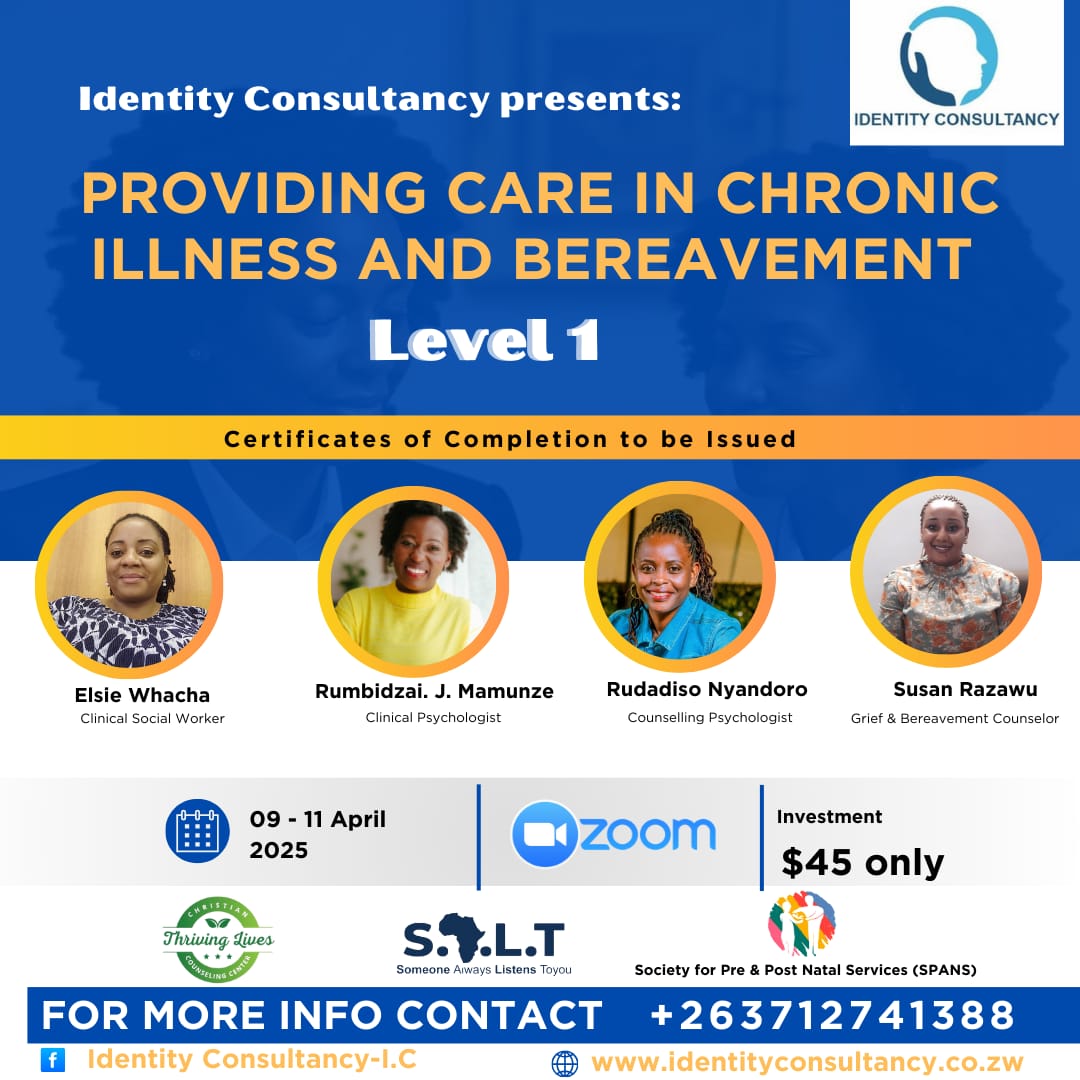 Get critical skills &amp; knowledge to provide psychosocial support in cases of chronic illness, bereavement &amp; grief. <a href="/ison_ndoro/">Ison Ndoro</a> <a href="/ZirimaHerbert/">Herbert Zirima</a> <a href="/WChinhanho/">Wilfred Chinhanho</a> <a href="/Shumbakadzi11/">G A G A</a> <a href="/thandaza_golide/">MaTshuma❤️✨</a> <a href="/shepchid/">Dr Shep (PhD) MentalHealth Academic 🇿🇼🇬🇧🇦🇺</a>