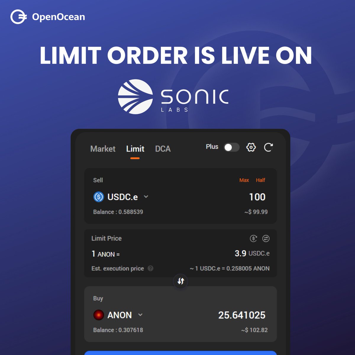 ‘No custody’ Limit Orders are now LIVE on <a href="/0xSonicLabs/">Sonic Labs</a> ✅

Set your target price and let #OpenOcean handle the rest - Your trade executes automatically when the market hits your. 📈

👉Access limit orders at app.openocean.finance