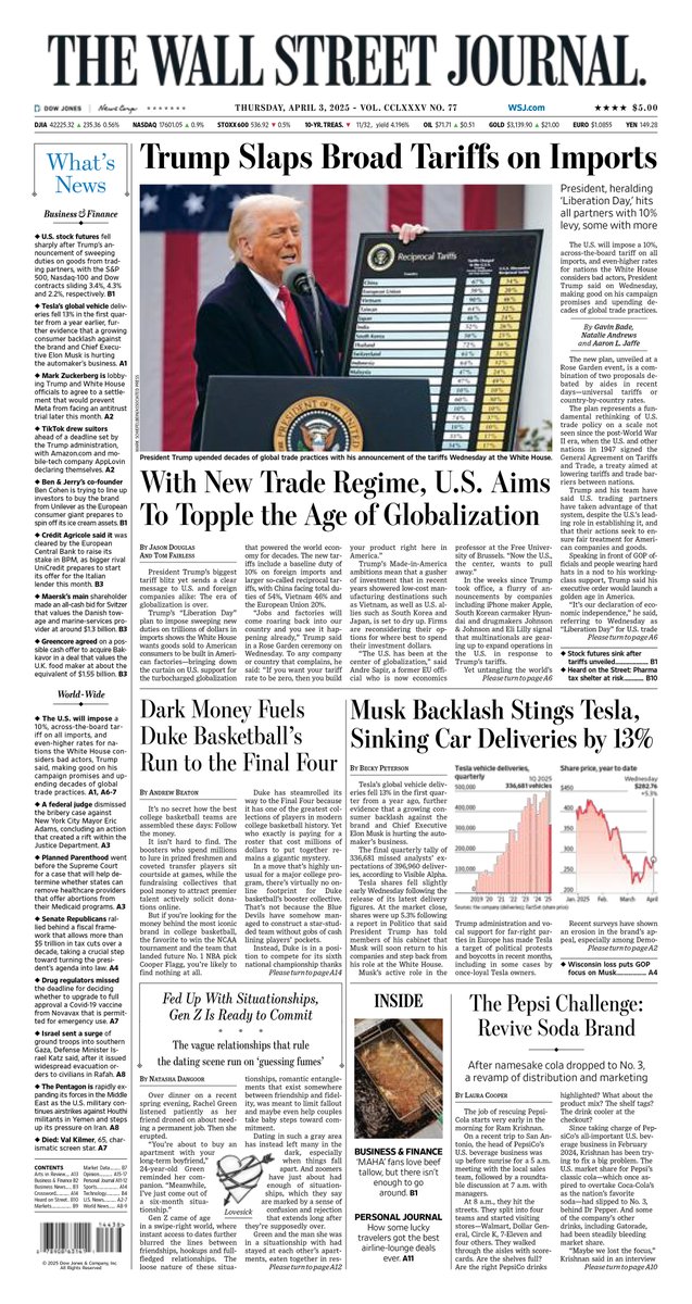 Here is an early look at the front page of today's Wall Street Journal on.wsj.com/4iVQSsB