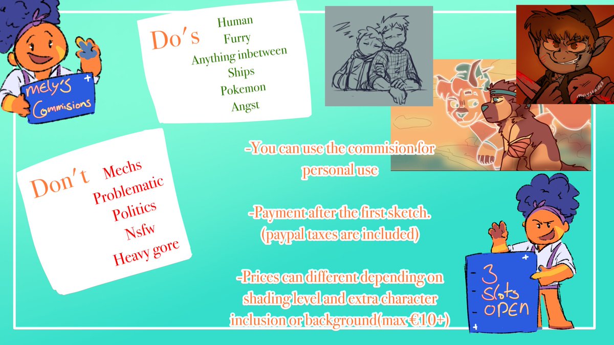 MelyStripes's tweet image. New commission page!
Dm me on twitter or Discord if interested (@melystripes)
3 slots open
Payment only through paypall or Tikkie(Dutch/belgium)
Feel free to ask questions below or in DM's