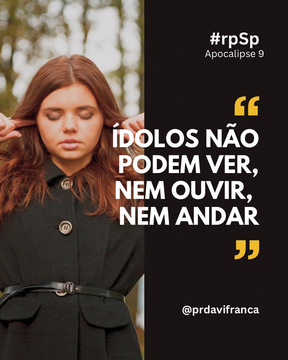 Davi França (@prdavifranca) on Twitter photo #rpSp | Apocalipse 9
Jesus vê sua aflição, ouve a sua oração e caminha com você em meio à provação. Os ídolos não!
#Fé #esperança #EuVou #Bíblia #jesus <a href="/iasd/">Adventistas Brasil</a> <a href="/AdventistasBaSe/">Adventistas Bahia Sergipe</a> #rpSp | Apocalipse 9
Jesus vê sua aflição, ouve a sua oração e caminha com você em meio à provação. Os ídolos não!
#Fé #esperança #EuVou #Bíblia #jesus <a href="/iasd/">Adventistas Brasil</a> <a href="/AdventistasBaSe/">Adventistas Bahia Sergipe</a>