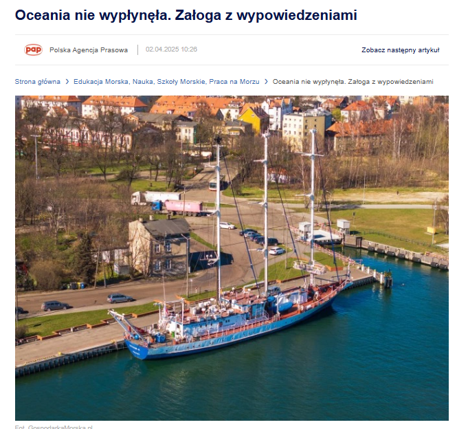 Pamiętacie głośną sprawę z obcięciem finansowania dla statku badawczo-naukowego Oceania? 

Wtedy Pan <a href="/m_gdula/">Maciej Gdula</a> zapewniał, że finansowanie się znajdzie i Ministerstwo nie utnie kasy. 

Cóż, finansowanie się nie znalazło, a załoga otrzymała wypowiedzenia. Zaproponowano im kontrakty