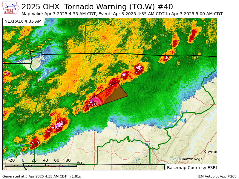 NashSevereWx's tweet image. OHX issues Tornado Warning [tornado: RADAR INDICATED, hail: 1.50 IN] for Davidson, Rutherford, Williamson, Wilson [TN] till 5:00 AM CDT mesonet.agron.iastate.edu/vtec/f/2025-O-…