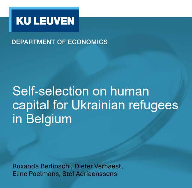 "Self-selection on human capital for Ukrainian refugees in Belgium"

New research paper by Ruxanda Berlinschi, Dieter Verhaest, Eline Poelmans, and Stef Adriaenssens

🖇️feb.kuleuven.be/research/econo…