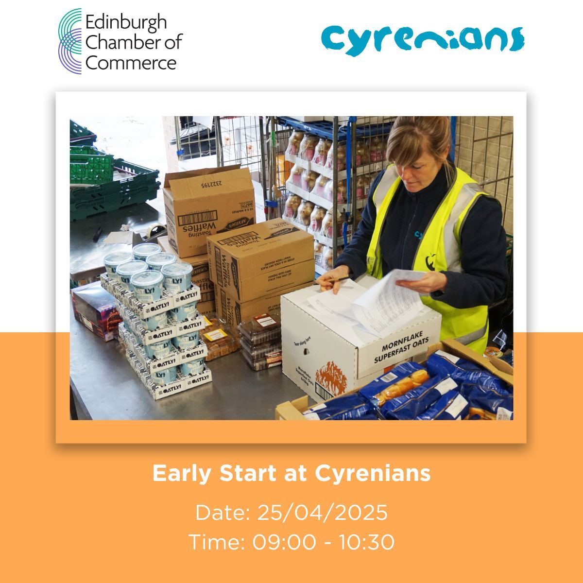 Join us for an Early Start at Cyrenians FareShare Depot on Friday 25th April. Enjoy a light breakfast, tour the new Seafield site, and learn how Cyrenians turns surplus food into 20,000 meals a week. £5 from every ticket supports Cyrenians.
buff.ly/Fkv2uzD