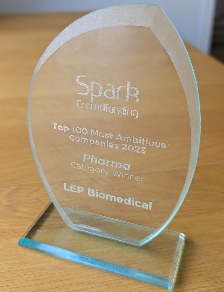 LEP Biomedical (@lepbiomedical) on Twitter photo Absolutely thrilled to win the #pharma category at the Top 100 Most Ambitious Companies 2025 event in Dublin last night. ๐ ๐
Thanks to all who supported our mission to drastically improve outcomes for #glaucoma surgical patients.
Huge thanks <a href="/Sparkcrowdfund/">Spark Crowdfunding</a> for organising. Absolutely thrilled to win the #pharma category at the Top 100 Most Ambitious Companies 2025 event in Dublin last night. ๐ ๐
Thanks to all who supported our mission to drastically improve outcomes for #glaucoma surgical patients.
Huge thanks <a href="/Sparkcrowdfund/">Spark Crowdfunding</a> for organising.