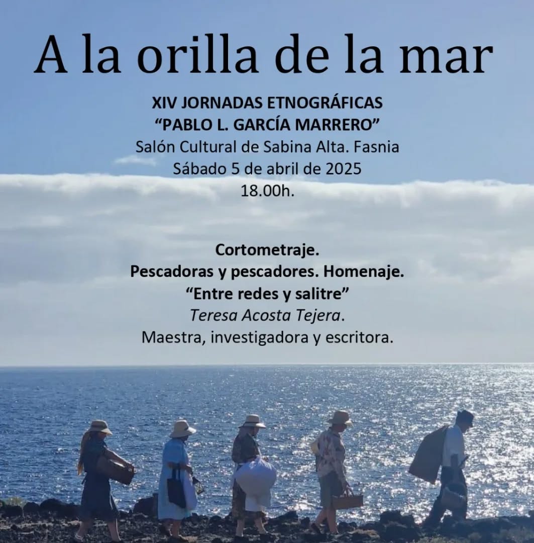 Teresa Acosta, autora de "Entre redes y salitre", participará este sábado en las XIV Jornadas Etnográficas Pablo L. García Marrero de Fasnia. ¿Te apuntas? 🐟🐟🐟