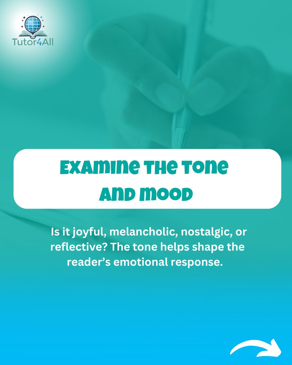 thetutor4all's tweet photo. Poetry analysis made simple:  

- Identify themes – What’s the poem about?  
- Check tone and mood – How does it feel?  
- Spot literary devices – Metaphors, imagery, etc.  
- Consider structure – Rhyme, stanzas, flow.  

Need help? We’re here to assist!  

#GCSERevision https://t.co/mf5S6nd1Mk