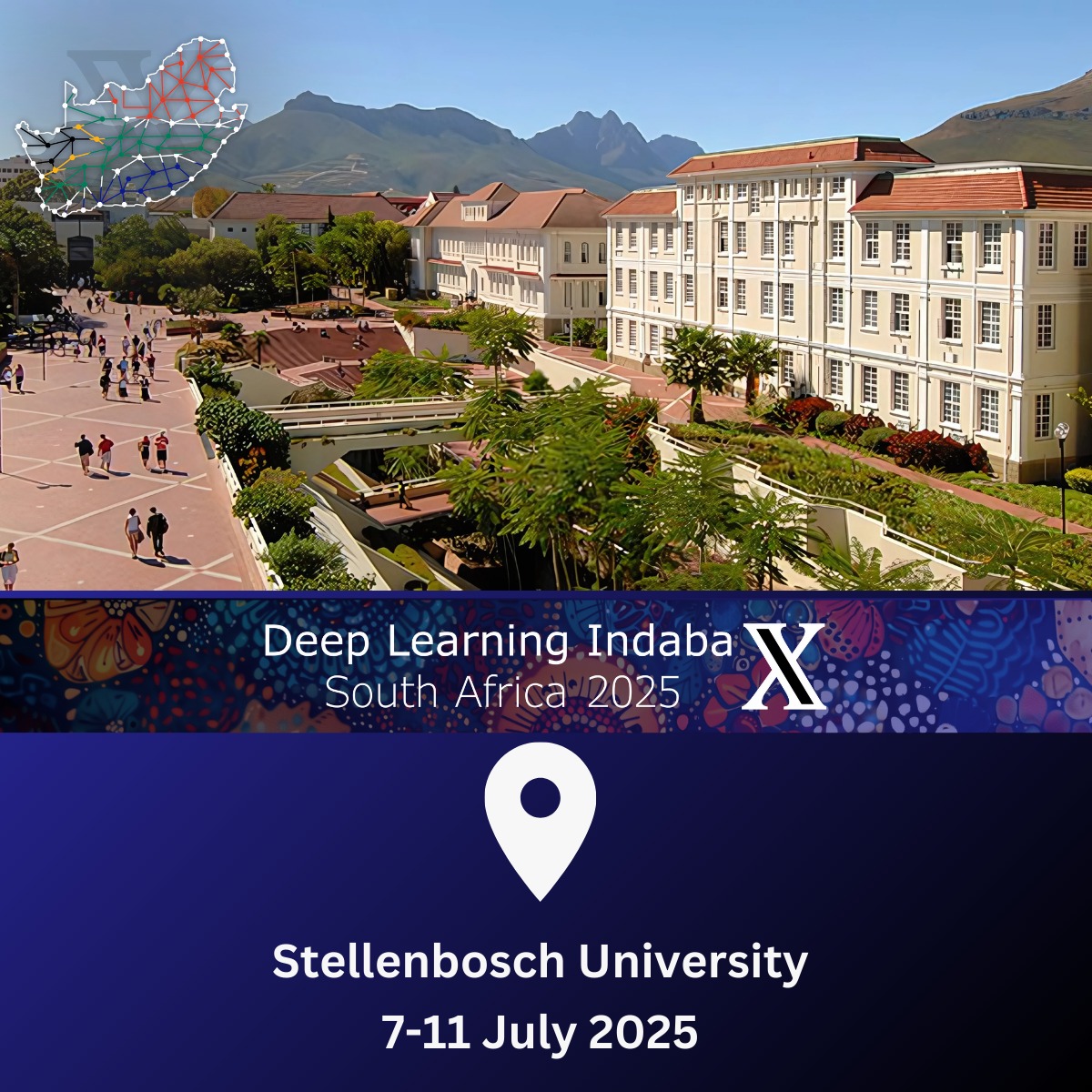 We are heading to Stellenbosch🌅
This year's Indaba𝕏 will take place at Stellenbosch University,7-11  July.
We are putting together an amazing event that features inspiring AI discussions, workshops, hackathons &amp; opportunities for students &amp; professionals to showcase their work.
