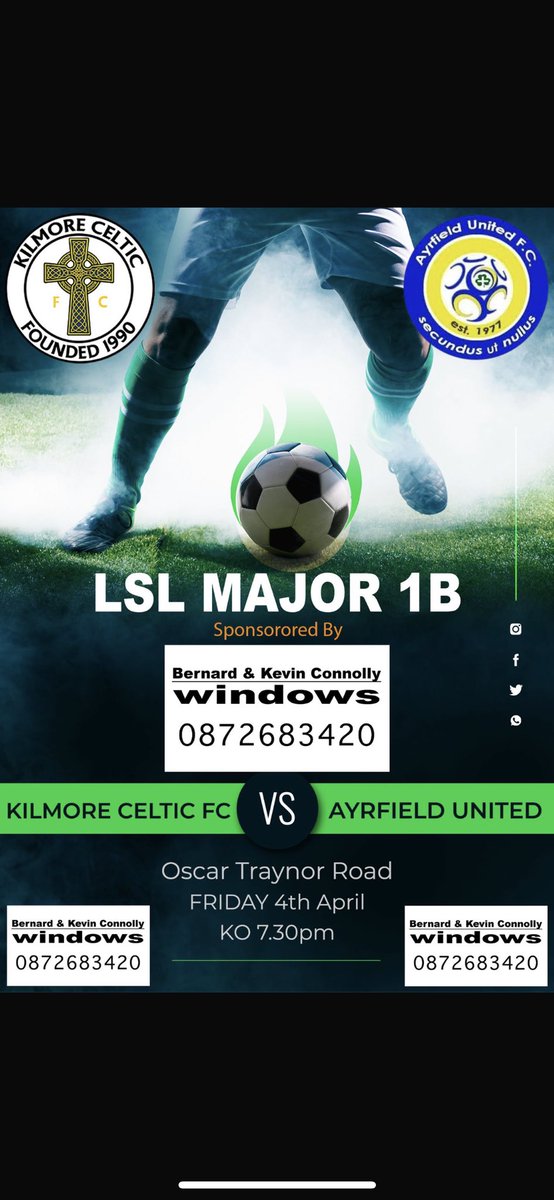 Kilmore Celtic FC (@kilmoreceltic) on Twitter photo ⚽️⚽️⚽️⚽️⚽️⚽️⚽️
Quick turn around for the lads 😅
all support welcome 💚⚽️ huge thanks again to the lads for their match day sponsors 💚
<a href="/AlQuinn2015/">LSL Live Update’s</a> <a href="/LSLLeague/">Leinster Senior League</a> <a href="/WeAreAyrfield/">Ayrfield United FC</a> ⚽️⚽️⚽️⚽️⚽️⚽️⚽️
Quick turn around for the lads 😅
all support welcome 💚⚽️ huge thanks again to the lads for their match day sponsors 💚
<a href="/AlQuinn2015/">LSL Live Update’s</a> <a href="/LSLLeague/">Leinster Senior League</a> <a href="/WeAreAyrfield/">Ayrfield United FC</a>