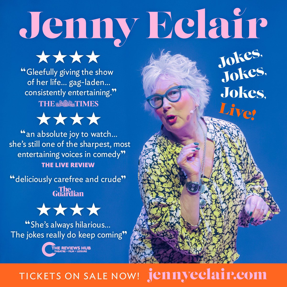 Avalon Comedy (@avaloncomedy) on Twitter photo The reviews are in for Jenny Eclair’s Jokes, Jokes, Jokes, Live! Tickets below to see one of the “most entertaining voices in comedy” 👇
🎟️: jennyeclair.com The reviews are in for Jenny Eclair’s Jokes, Jokes, Jokes, Live! Tickets below to see one of the “most entertaining voices in comedy” 👇
🎟️: jennyeclair.com