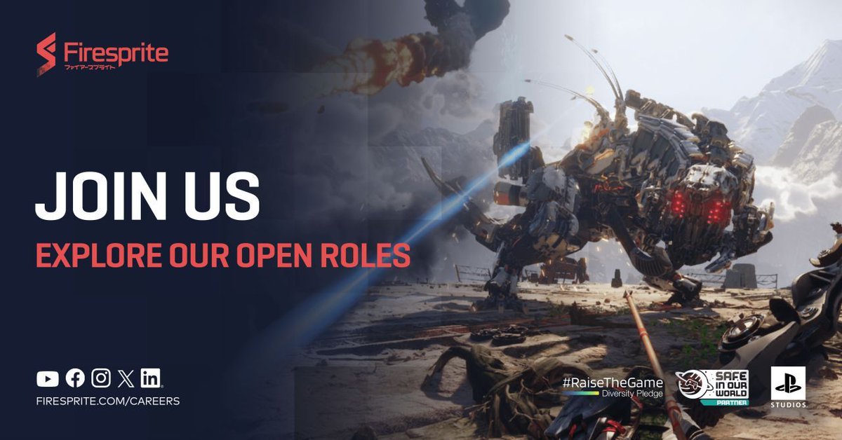 FirespriteGames's tweet image. 📣 NEW ROLES AT FIRESPRITE!
Join our welcoming, experienced and creative PlayStation Studios team! We're looking for:
🔥 Principal Gameplay Animator
🔥 Lead Cinematic Artist
🔥 Principal 3Cs Specialist
🔥 Associate Creative Director
Find out more about benefits and careers…