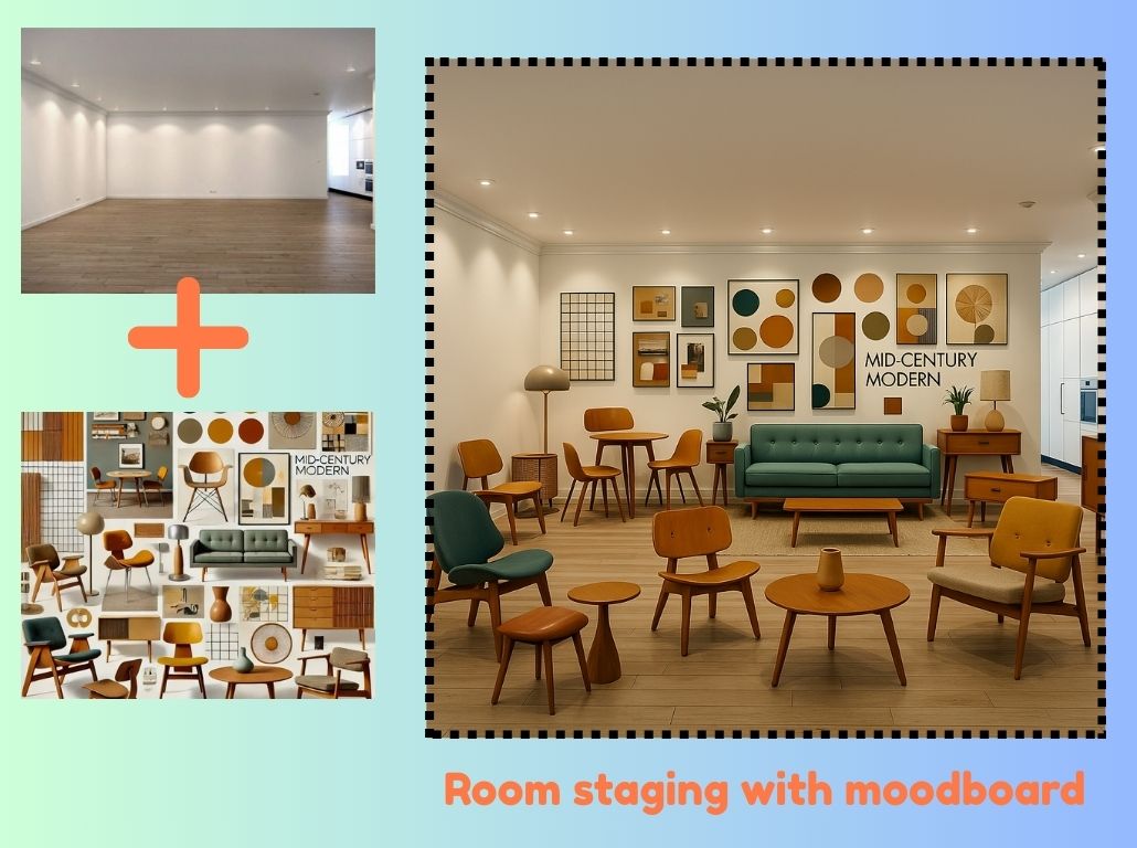 MastersNitish's tweet image. Turn your moodboard into a fully staged room in minutes with AI! 🛋️✨

Just upload your vision colors, textures, furniture styles and watch it come to life.

Perfect for designers, realtors &amp;amp; architects.
Moodboard ➡️ Reality.

#AIInteriorDesign #VirtualStaging #MoodboardToReality