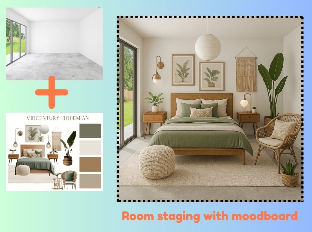 MastersNitish's tweet image. Turn your moodboard into a fully staged room in minutes with AI! 🛋️✨

Just upload your vision colors, textures, furniture styles and watch it come to life.

Perfect for designers, realtors &amp;amp; architects.
Moodboard ➡️ Reality.

#AIInteriorDesign #VirtualStaging #MoodboardToReality