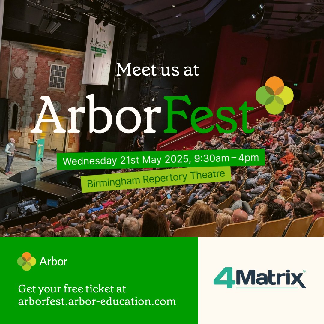 We're excited to be back at #Arborfest this year! Come visit us to see #4Matrix Cloud in action for schools and Trusts - stop by our stand and say hello!