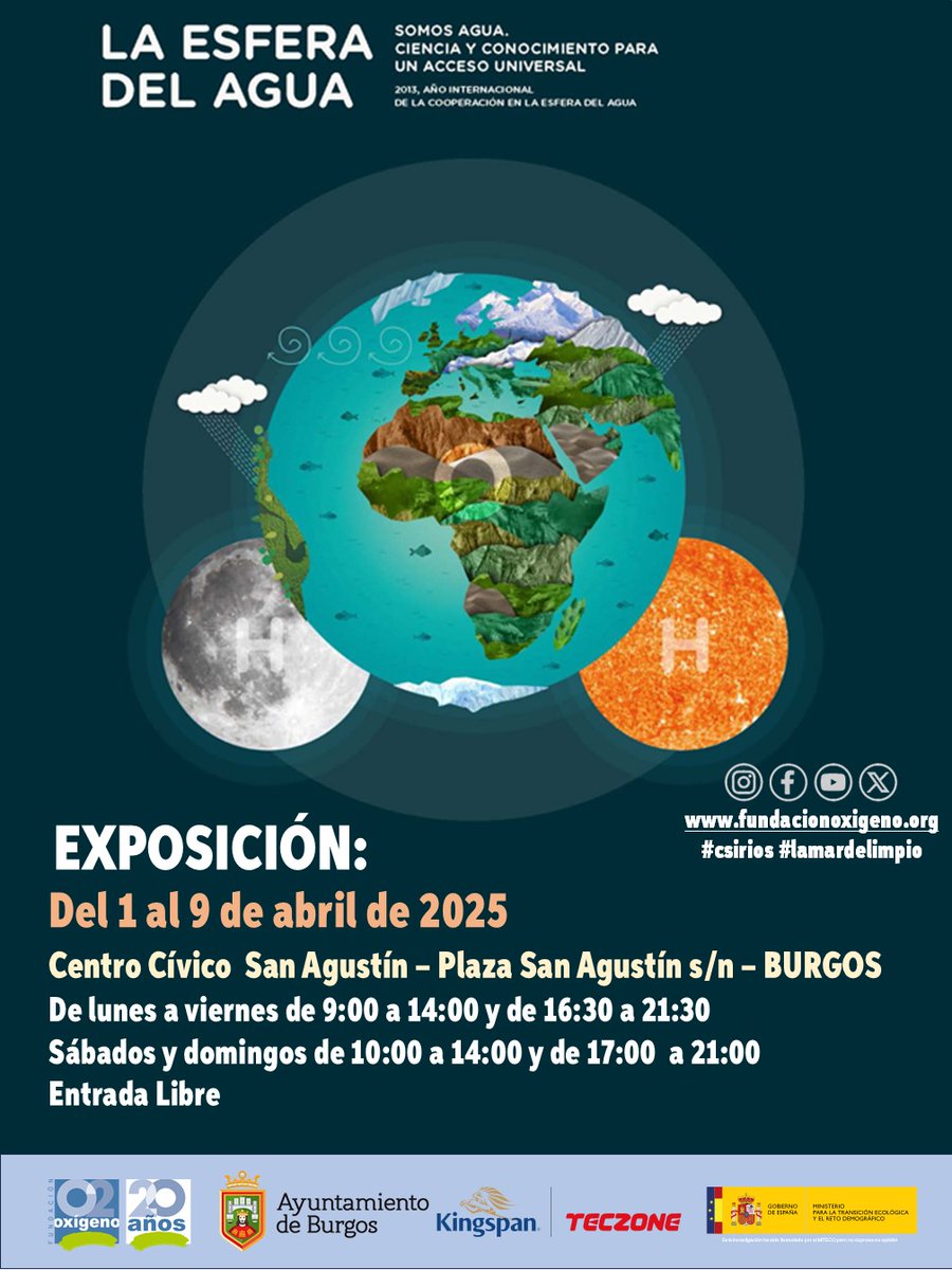 Os animamos a visitar la fantástica exposición "La esfera del agua" sobre la importancia del agua en el planeta que <a href="/fundacionO2/">Fundación Oxígeno</a>  presenta en la Sala de Encuentro del Centro Cívico San Agustín. Hasta el 9 de abril.