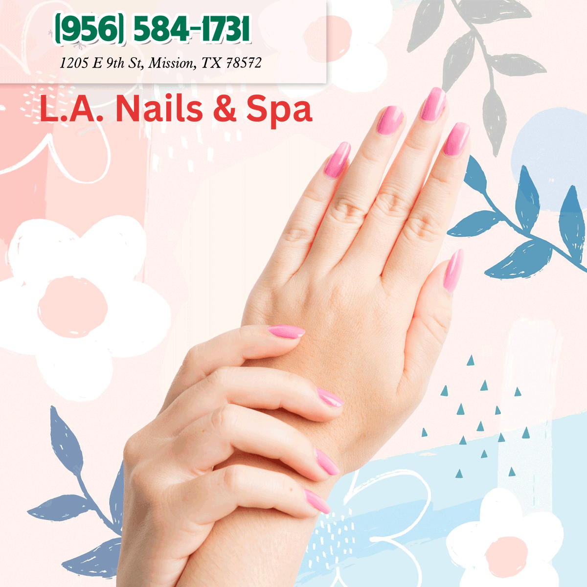 lanailsspa's tweet photo. ✨🌷 Let your nails blossom with delicate floral patterns and soft pastel shades inspired by the magic of spring. https://t.co/SzDjzNLMxi