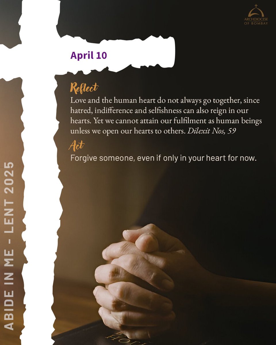 archbombay's tweet photo. We are reminded today that holding grudges hardens our hearts.
#DilexitNos #AbideInMe #LentenReflection https://t.co/nRtOjC8oEy