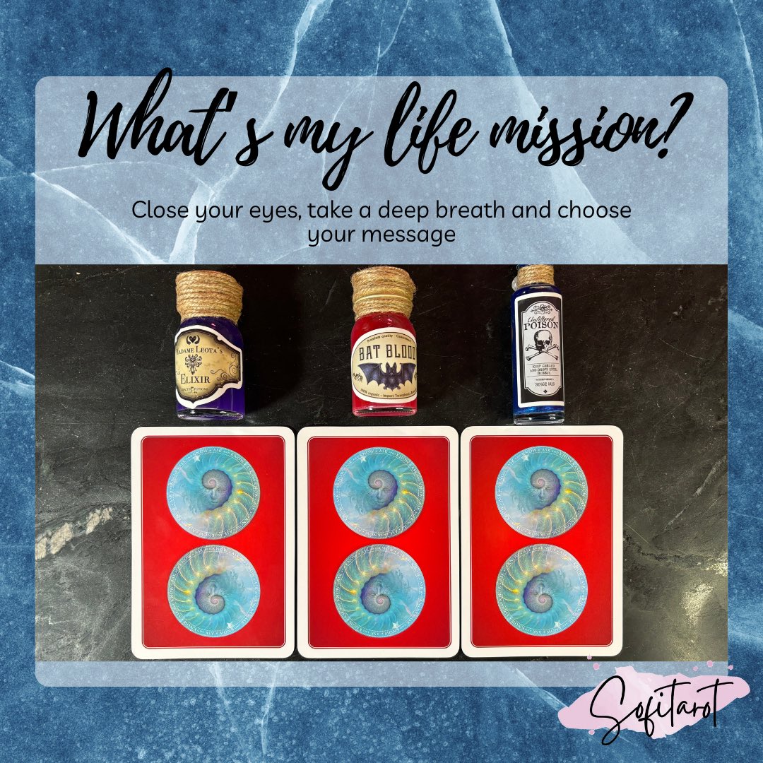 Sofitarot's tweet photo. Message From Spirit ✨ 

Pick a card and discover what your life mission is. Trust that the right message will find you. 💖 

Which card were you drawn to? Drop your choice in the comments! ⬇️ 

#TarotReading #PickACard #MessageFromSpirit https://t.co/D3GSMiQJ0R