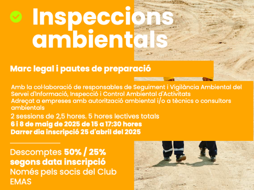 clubemas's tweet photo. No et perdis la nova formació exclusiva sobre inspeccions ambientals. Amb la col·laboració de l'administració competent donem aquest nou servei a les empreses. 6 i 8 de maig, t'esperem! 50% descompte pels socis. Inscriu-te ja! https://t.co/IlvcY8bfdJ https://t.co/rLWHRb5NLx
