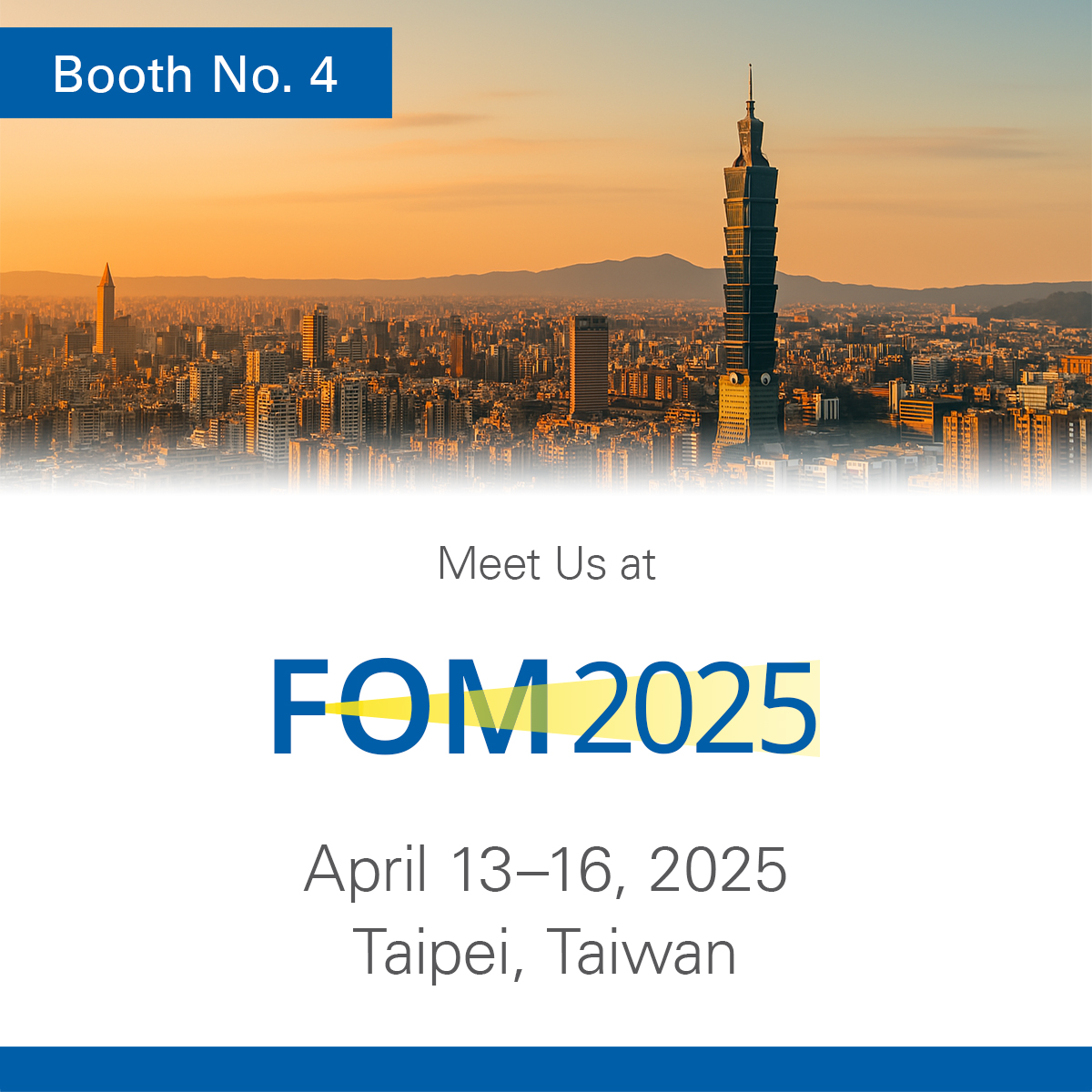 ibidiCells's tweet image. 🎪 We’re heading to #FOM2025 in Taipei from April 13–16! Meet us at Booth #4 to explore ibidi’s latest in #opticalmicroscopy🔬for #biology &amp;amp; medicine.

🥼Dr. Irina Hein will be there to chat #research &amp;amp; #innovation.

🇹🇼See you in Taipei!

#microscopy #ibidi #scienceinnovation